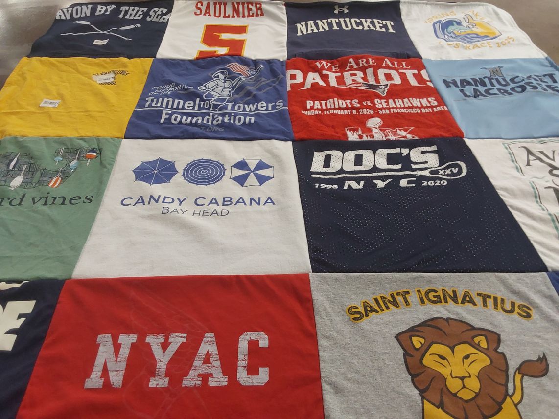 T-shirt quilt featuring nantucket lacrosse, patriots by Erin from NY