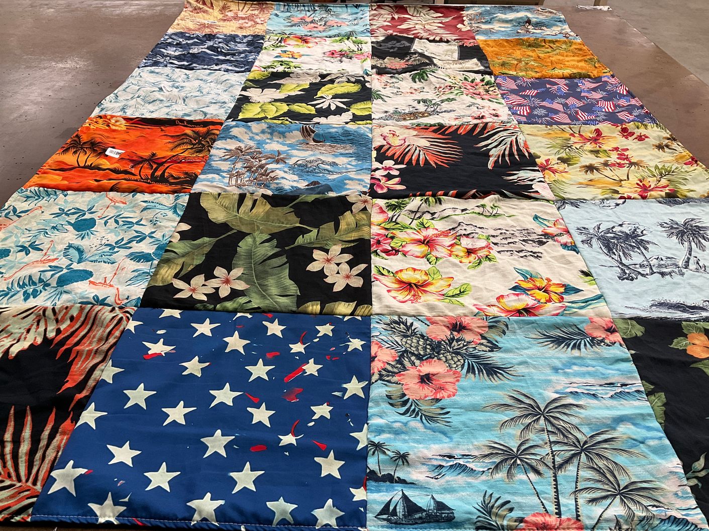 T-shirt quilt with tropical, beaches themes by Tonya from WV