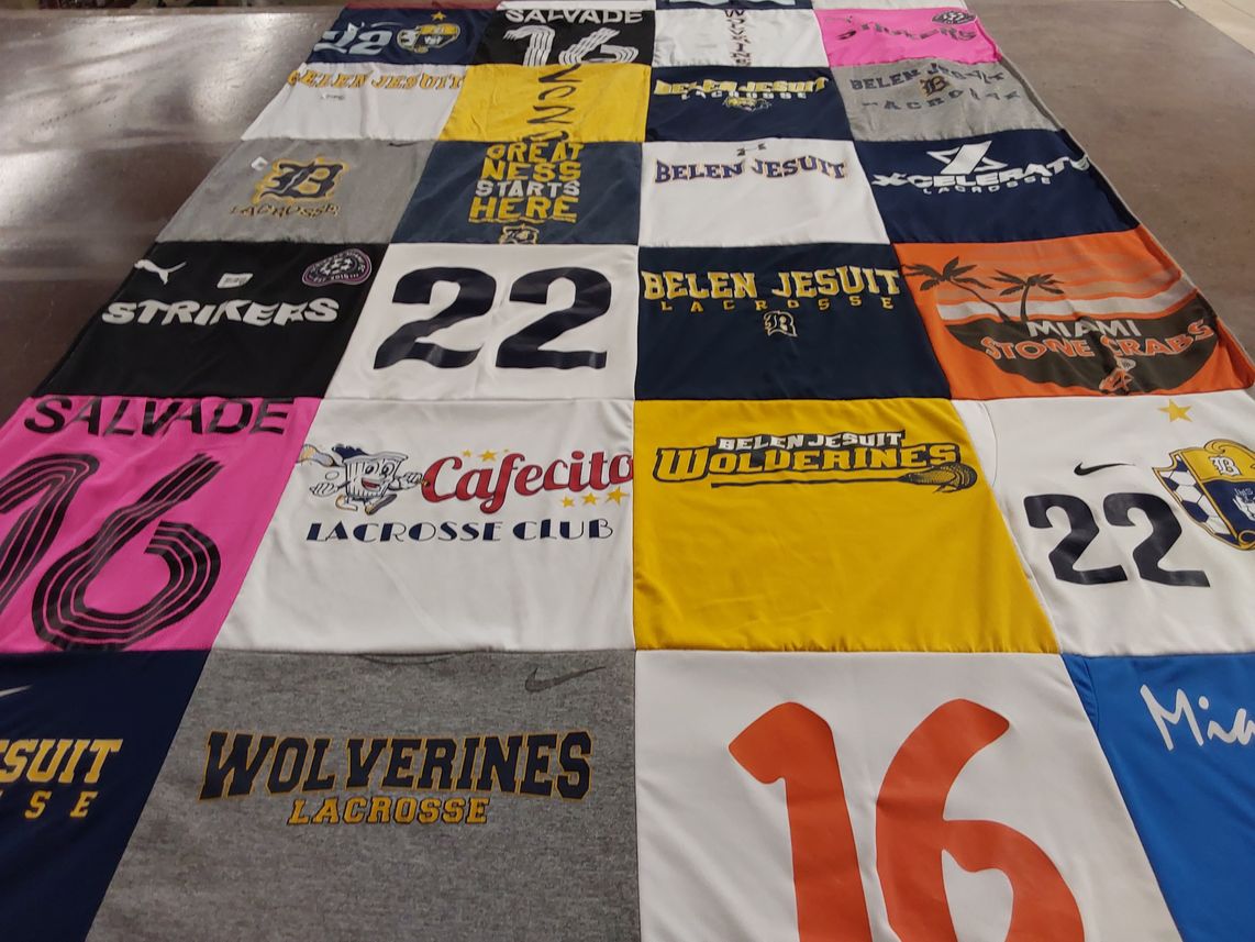 T-shirt quilt featuring belen jesuit wolverines by Maria from FL