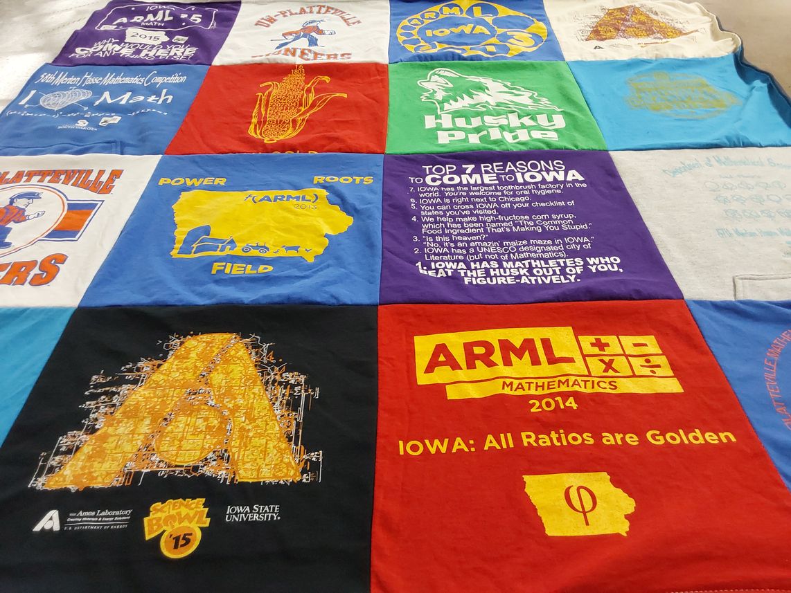 T-shirt quilt featuring platteville pioneers by Paul from IA