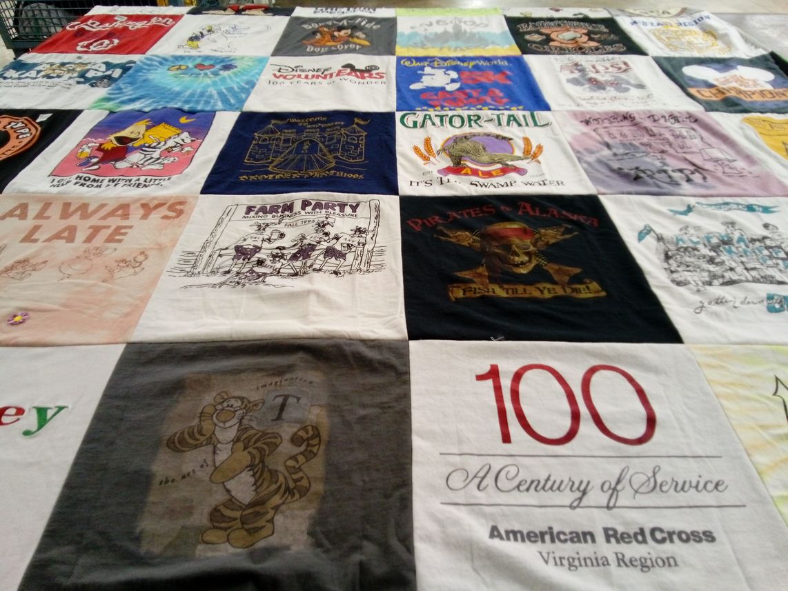 T-shirt quilt with disney, volunteering themes by Cheryl from FL