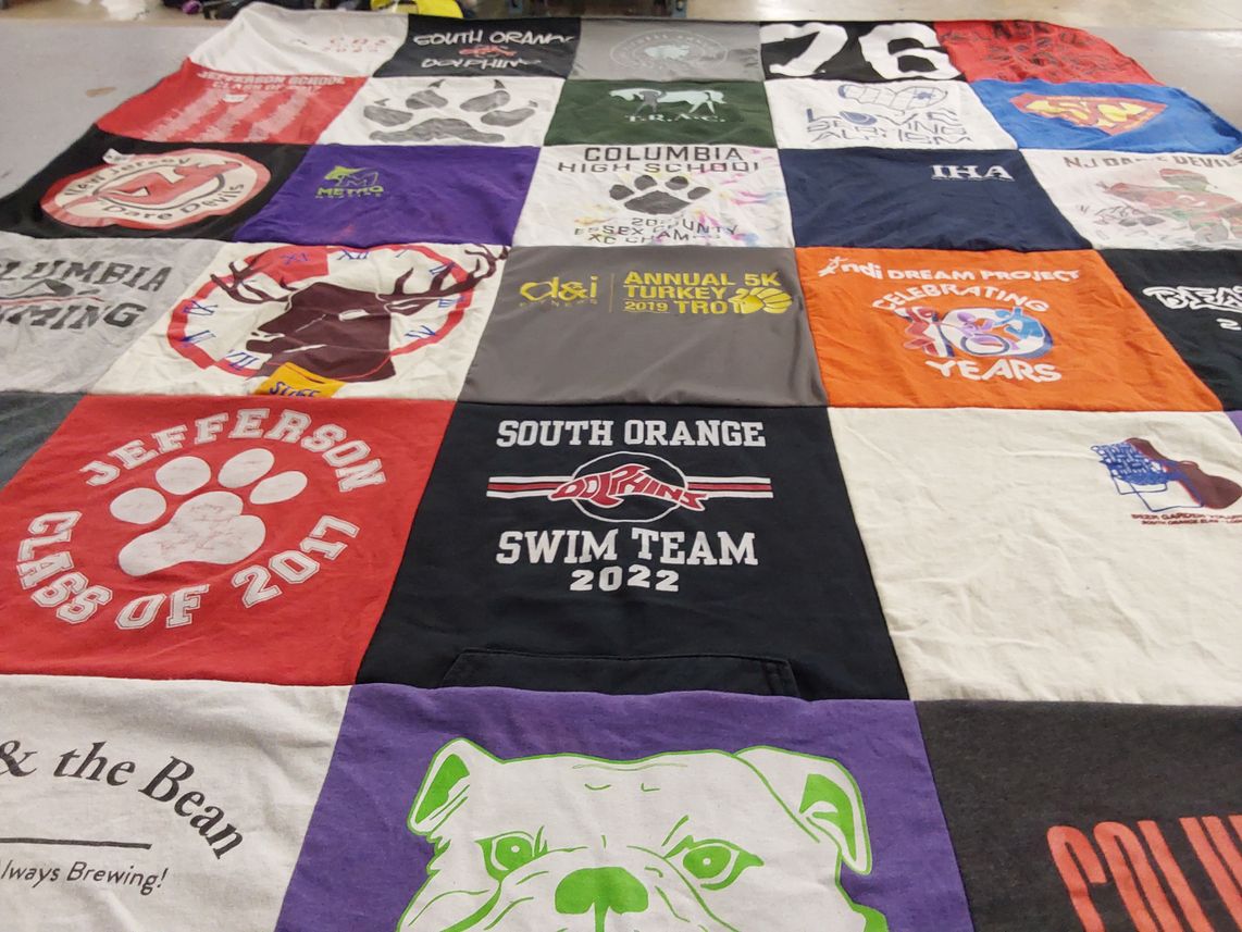 T-shirt quilt featuring south orange dolphins by Juliet from NJ