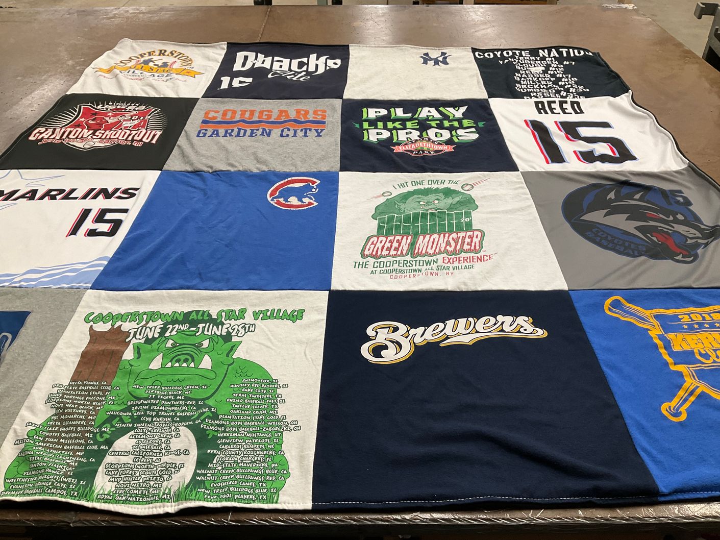 T-shirt quilt featuring coyotes, marlins by TANYA from MI
