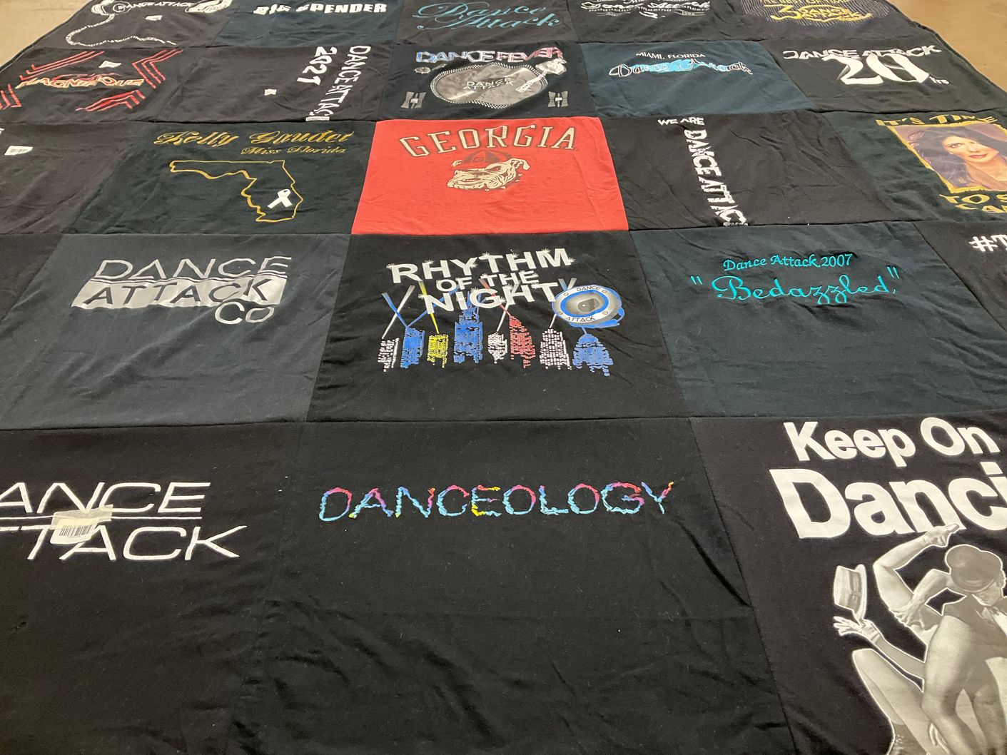 T-shirt quilt with dance, performance themes by Augusto from FL