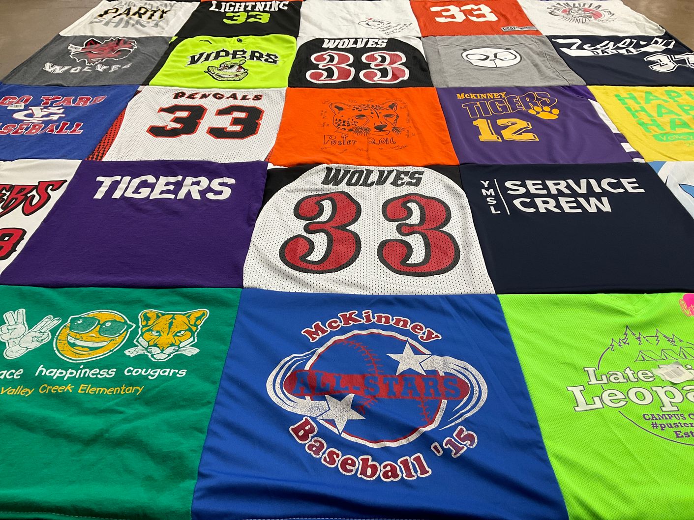 T-shirt quilt featuring mckinney tigers, mckinney all-stars baseball by Rae from TX