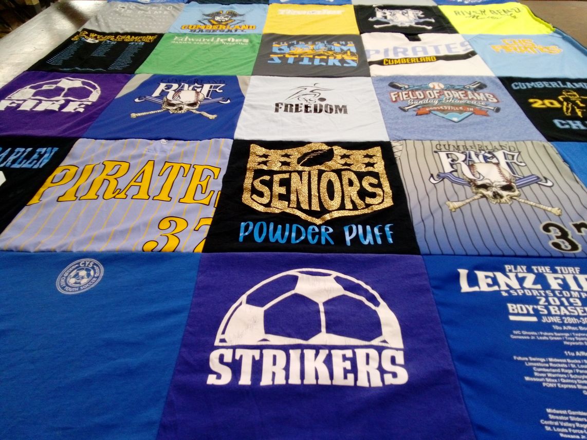 T-shirt quilt featuring cumberland pirates by Lyn from IL