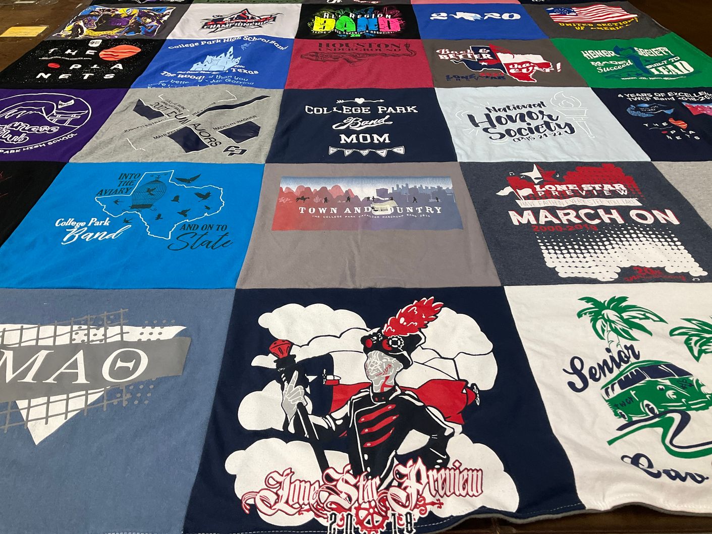 T-shirt quilt from college park high school by Brandi from TX