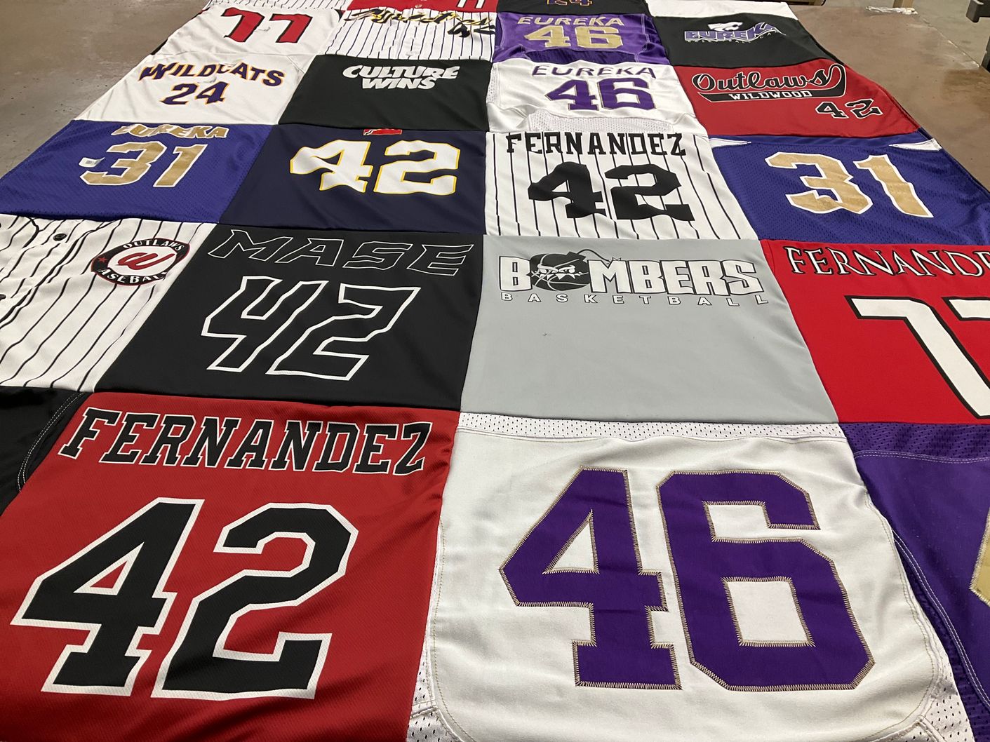 T-shirt quilt from eureka college by Emma from MO