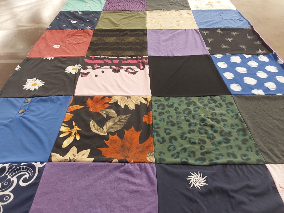 T-shirt quilt with nature, plants themes by Michelle from NJ