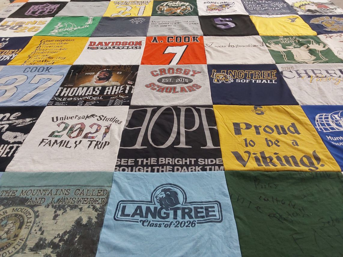 T-shirt quilt featuring langtree high school, crosby high school by Kyla from NC