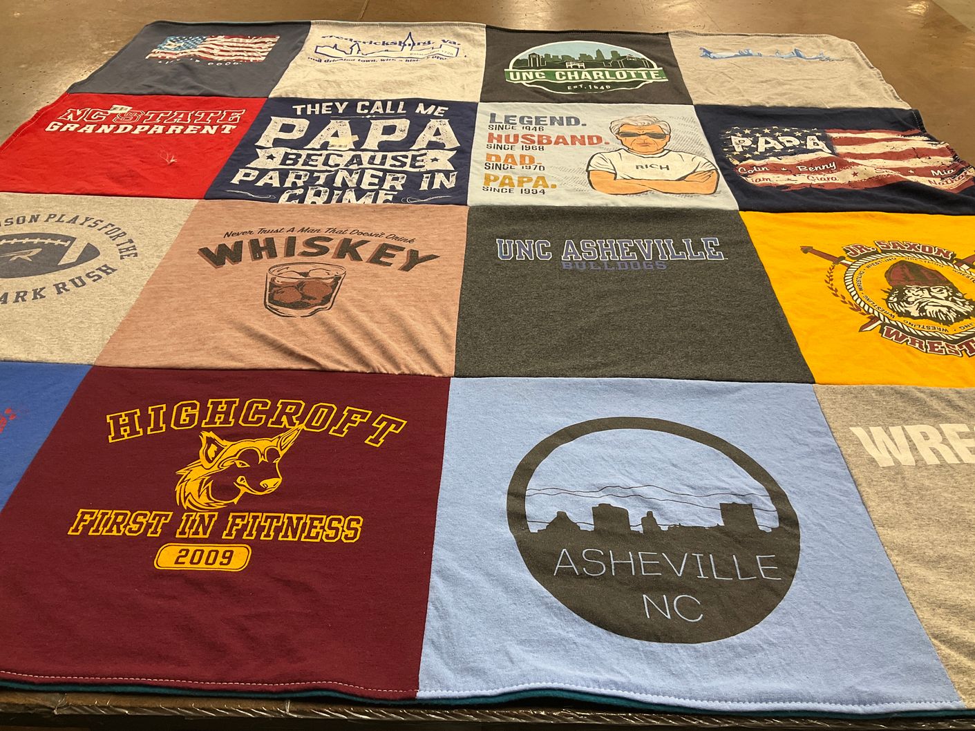 T-shirt quilt featuring highcroft elementary school by tracy from IL