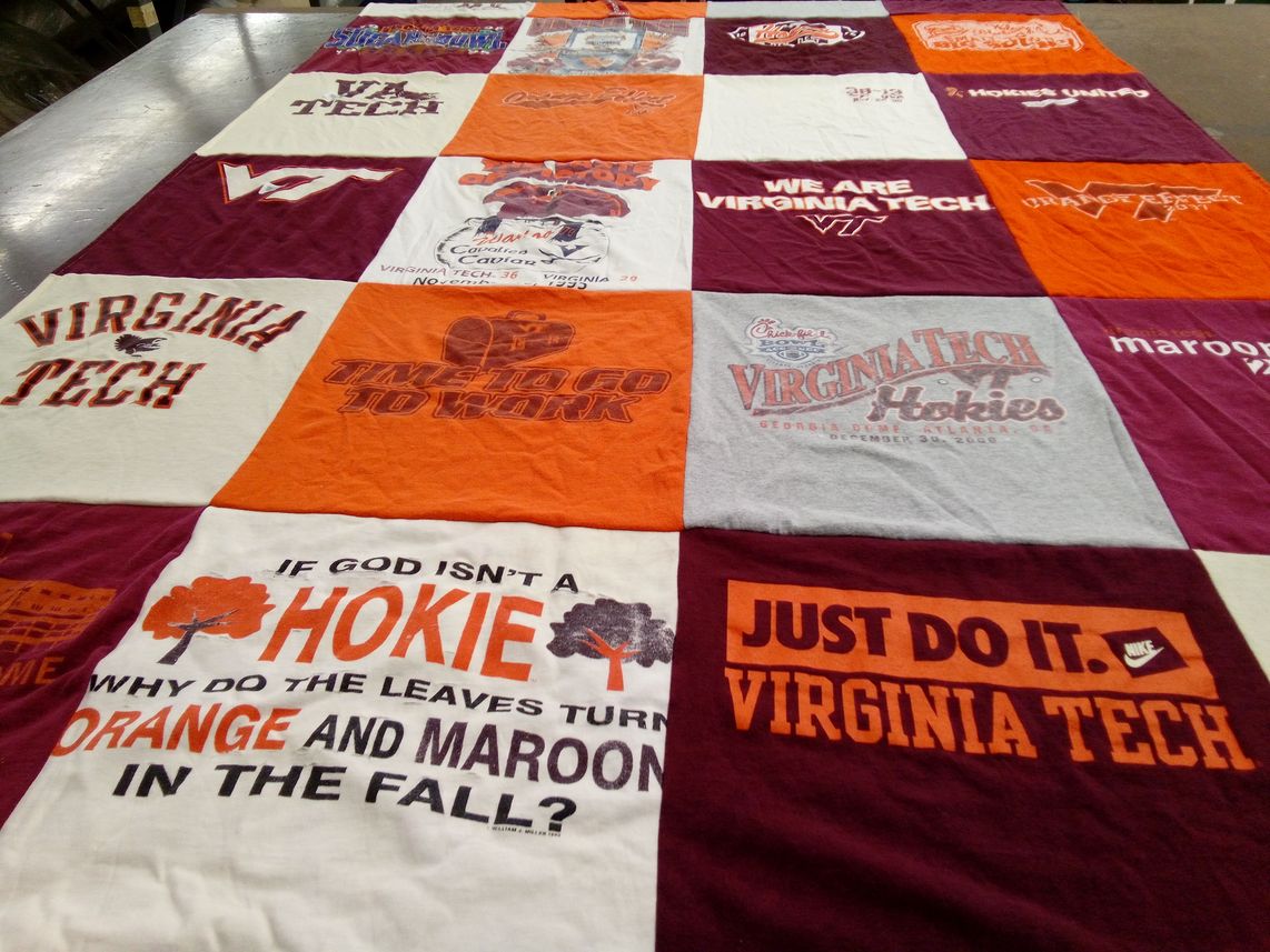 T-shirt quilt featuring virginia tech hokies by Conrad from CO