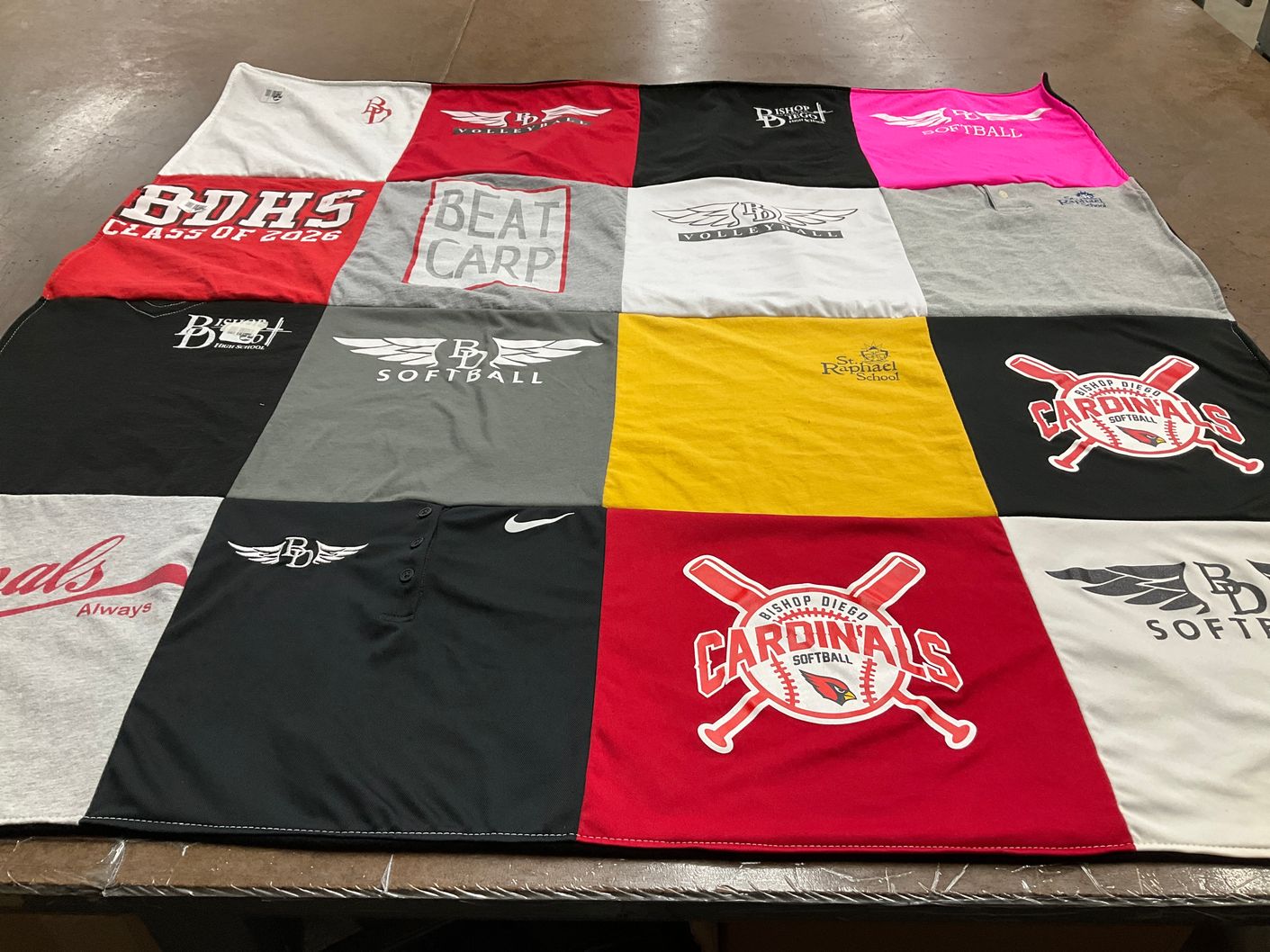 T-shirt quilt featuring bishop diego cardinals by Ariana from CA