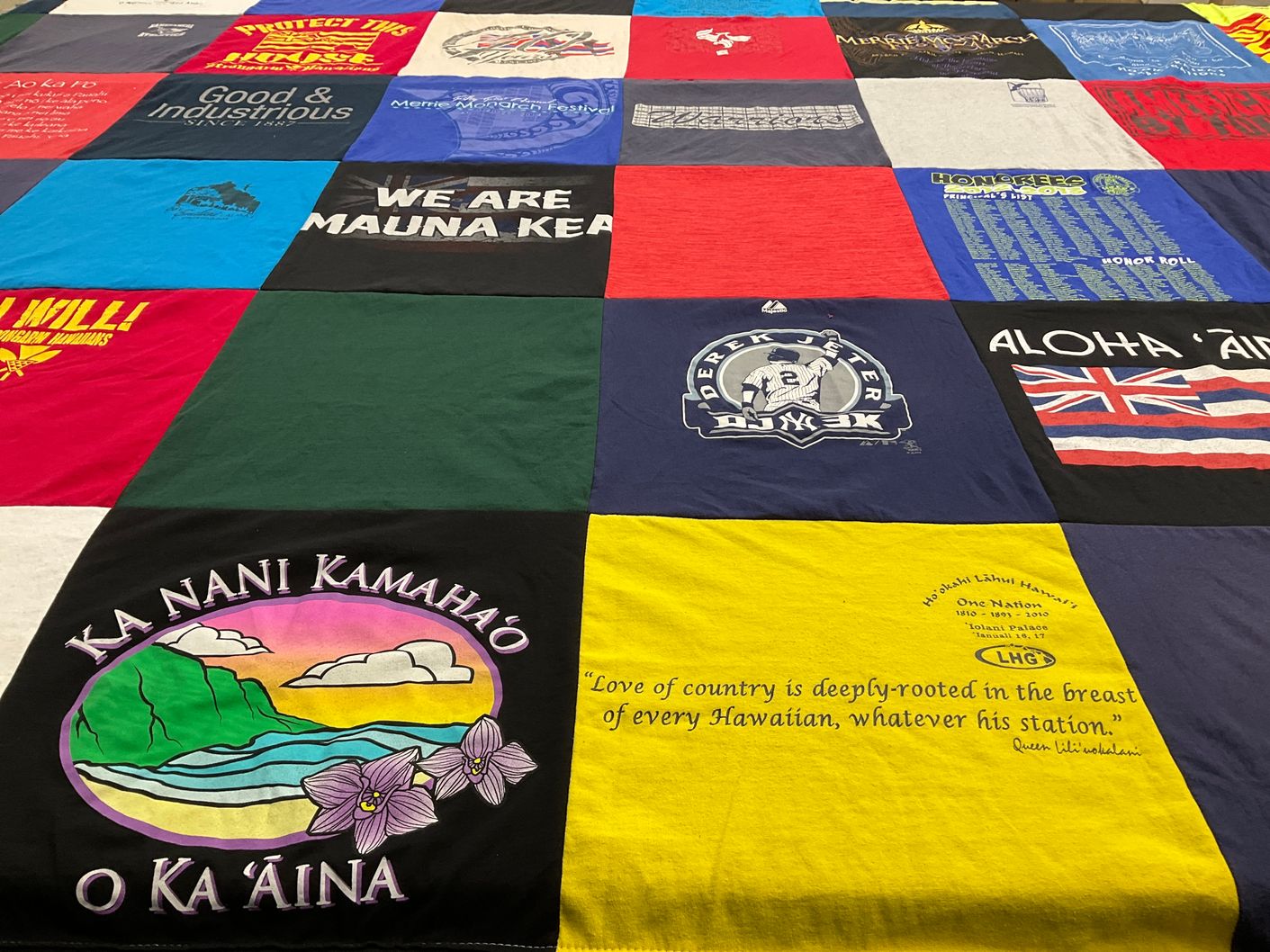 T-shirt quilt with hawaiian culture themes by Ronnee from HI