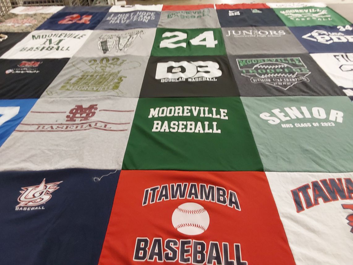 T-shirt quilt featuring mooreville baseball, itawamba baseball by Morgan from MS