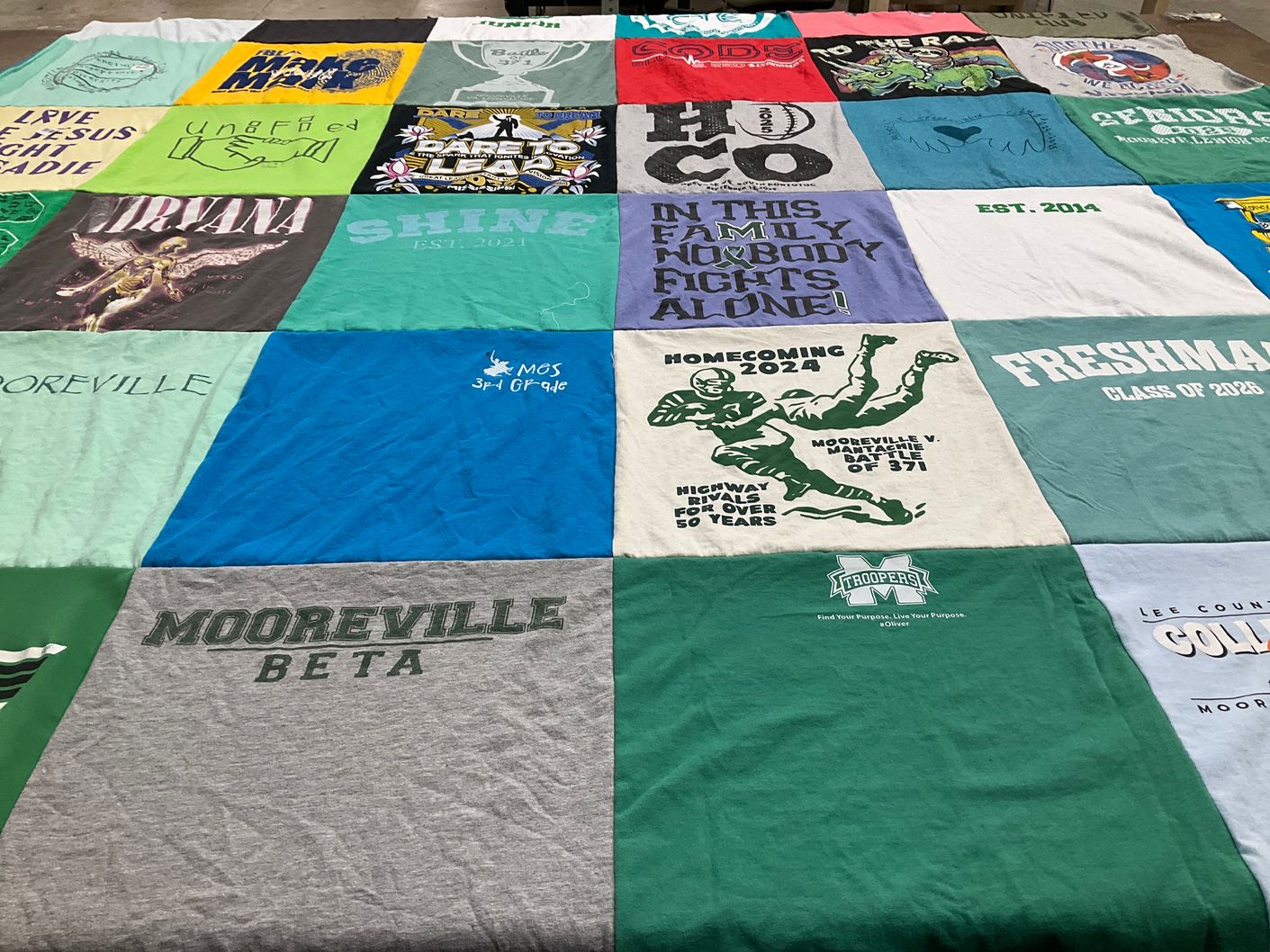 T-shirt quilt from mooreville high school by Morgan from MS