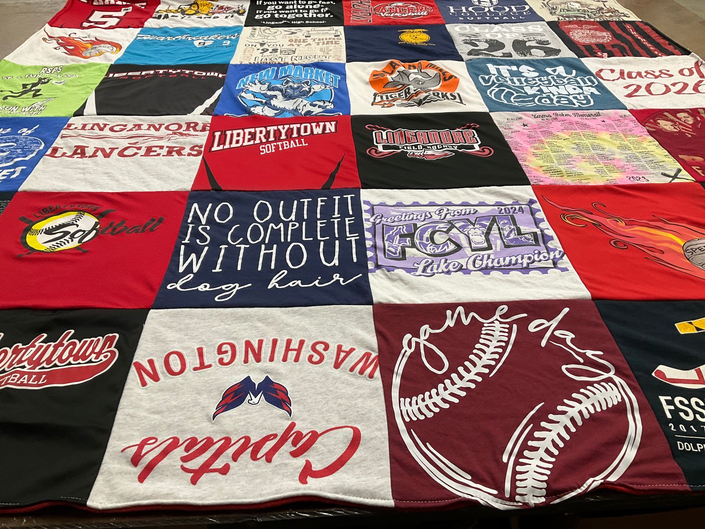 T-shirt quilt featuring libertytown softball, linganore softball by Olivia from MD