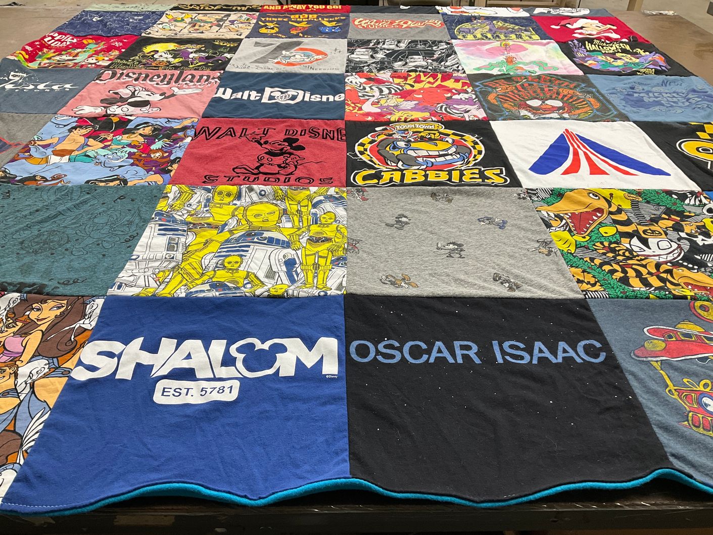 T-shirt quilt with disney, cartoons themes by Sarah from CA