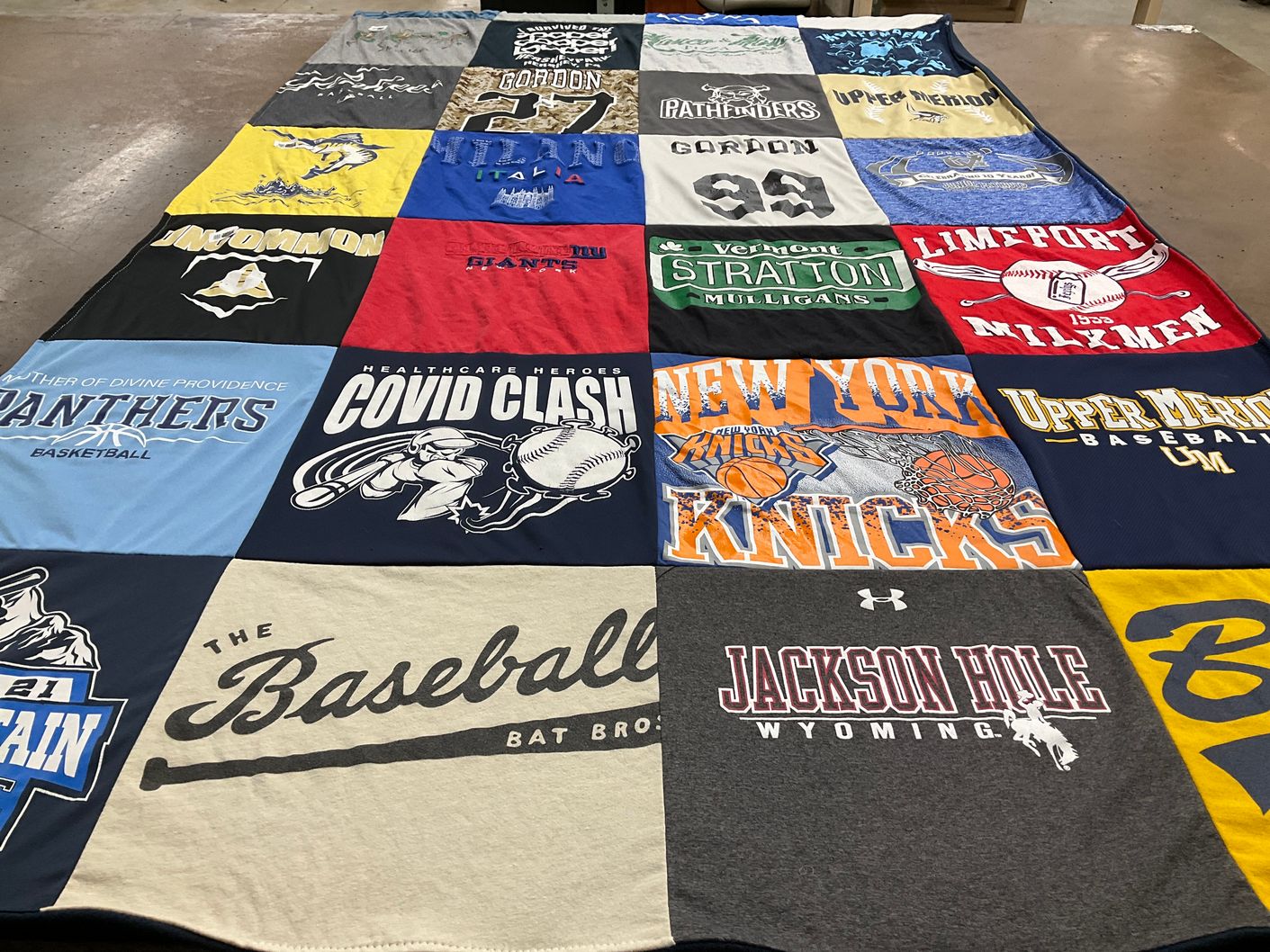 T-shirt quilt featuring new york knicks, gordon college by Adrianna  from PA