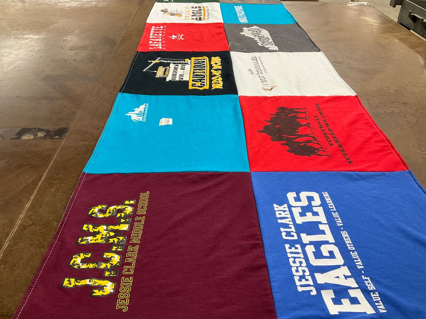 T-shirt quilt from jessie clark middle school by Amy from KY