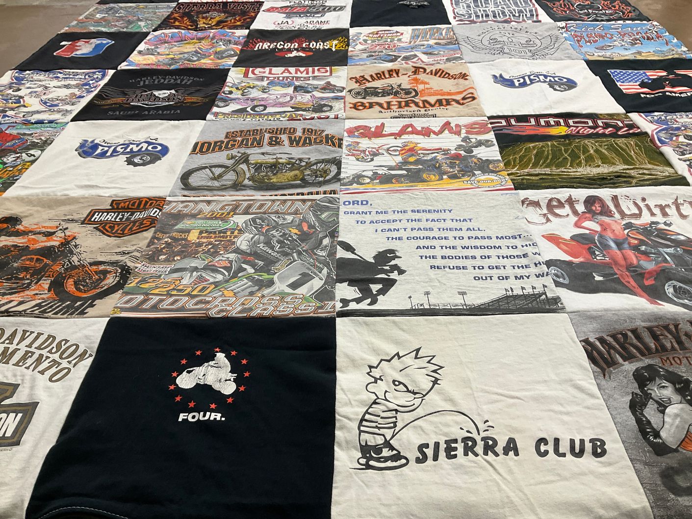 T-shirt quilt with motorcycles, dirt biking themes by Dennis from AZ