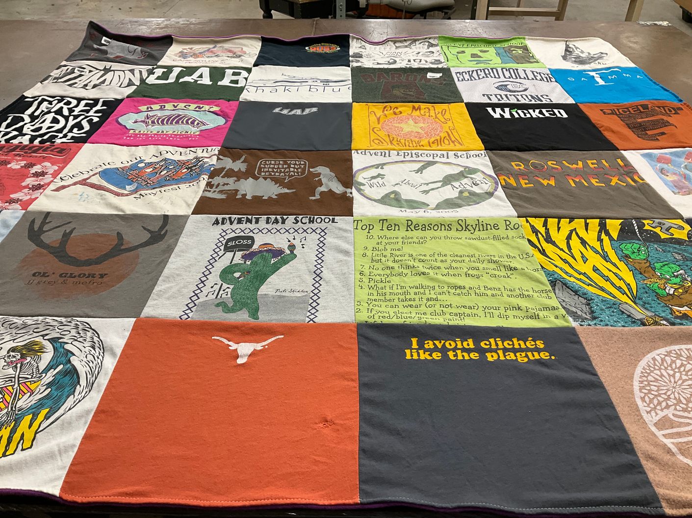 T-shirt quilt from university of alabama at birmingham, eckerd college by Rachel from TX