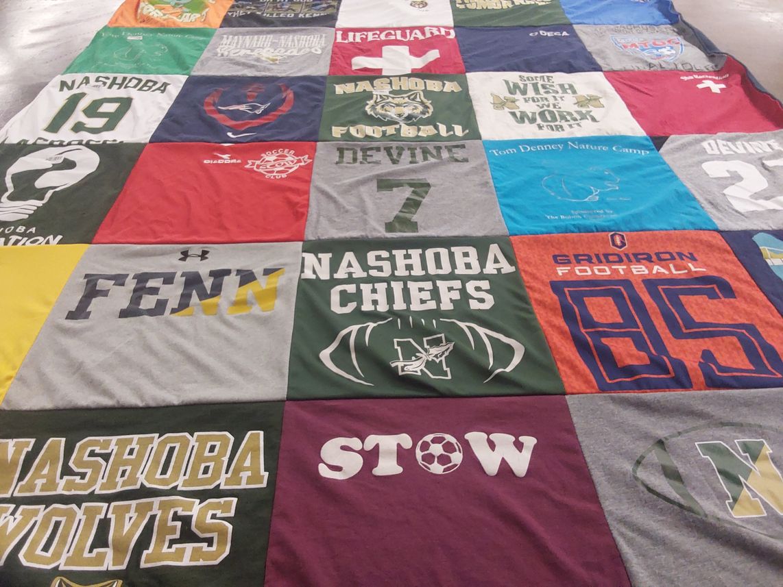 T-shirt quilt featuring nashoba chiefs, nashoba wolves by Karen from MA