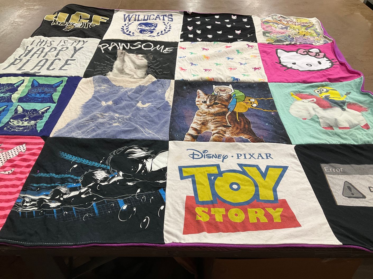 T-shirt quilt featuring wildcats by Ann from FL