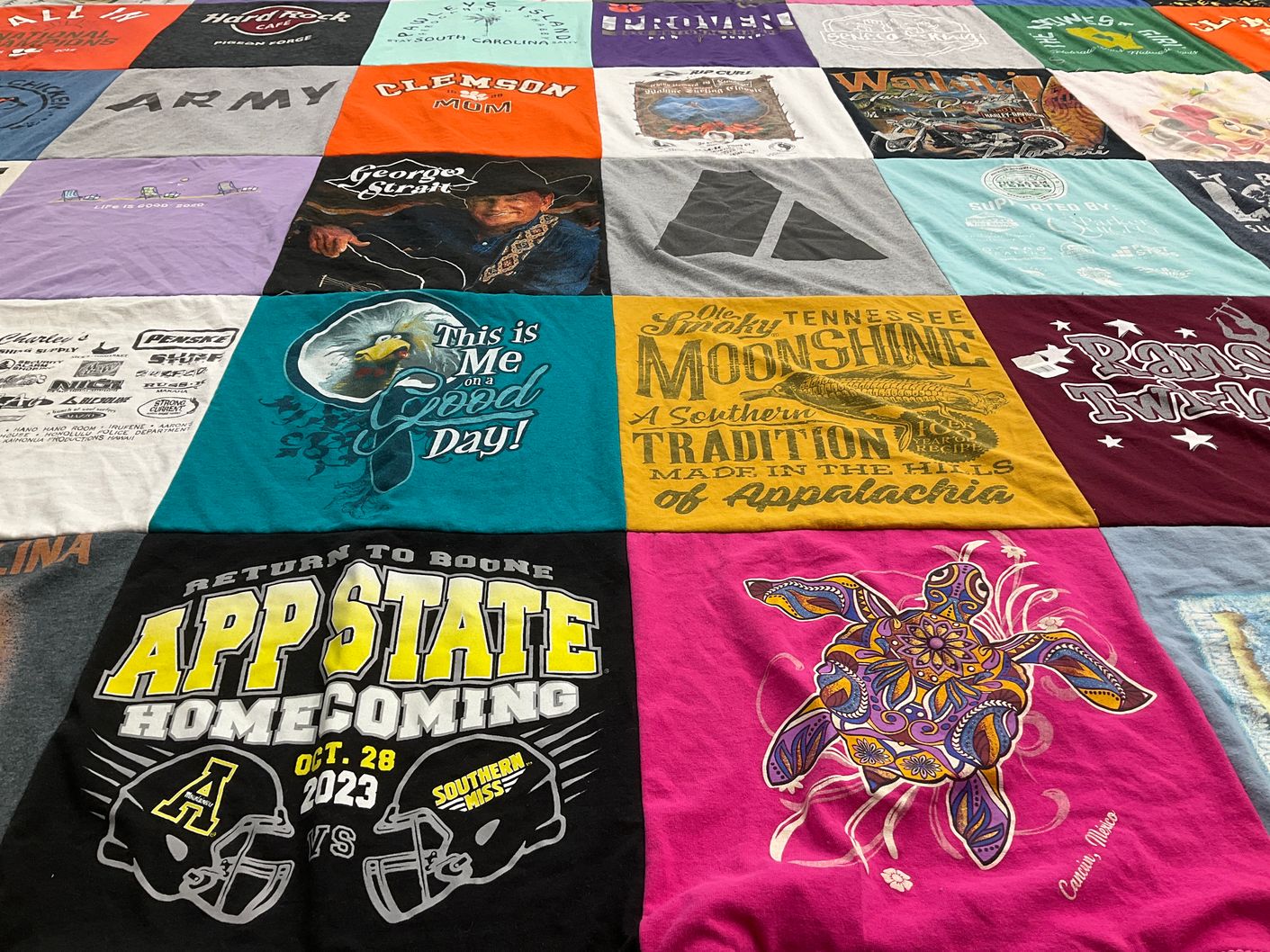 T-shirt quilt from appalachian state university, clemson university by Corey from SC