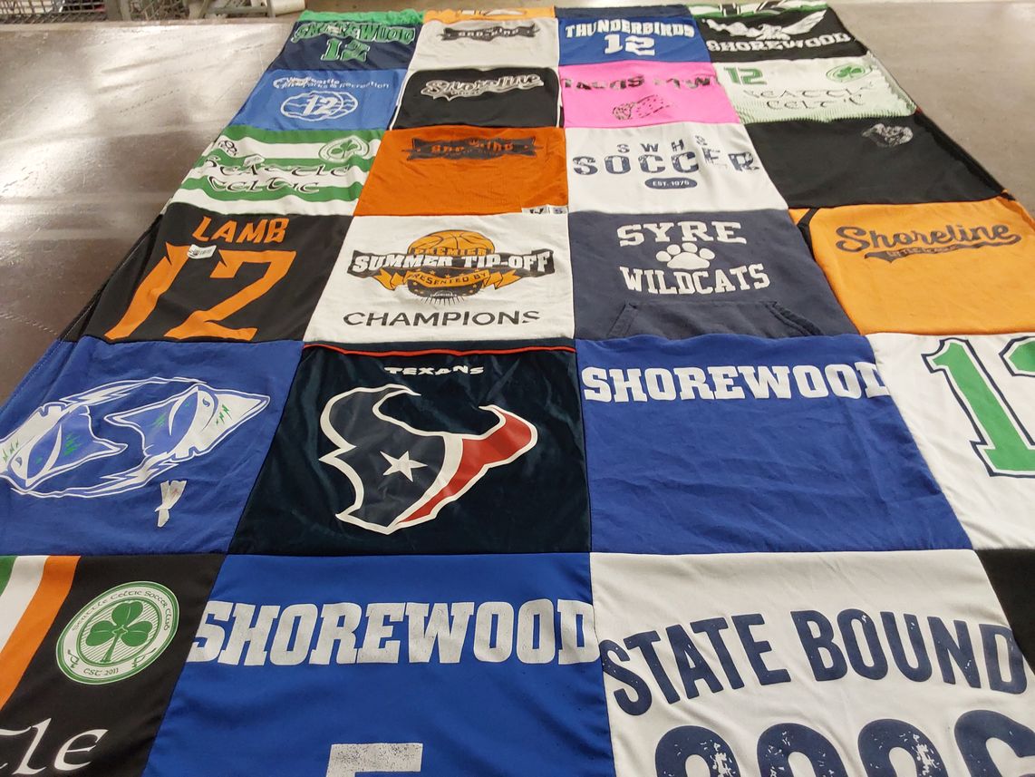 T-shirt quilt featuring shorewood high school soccer team, shorewood thunderbirds by Bobby from WA
