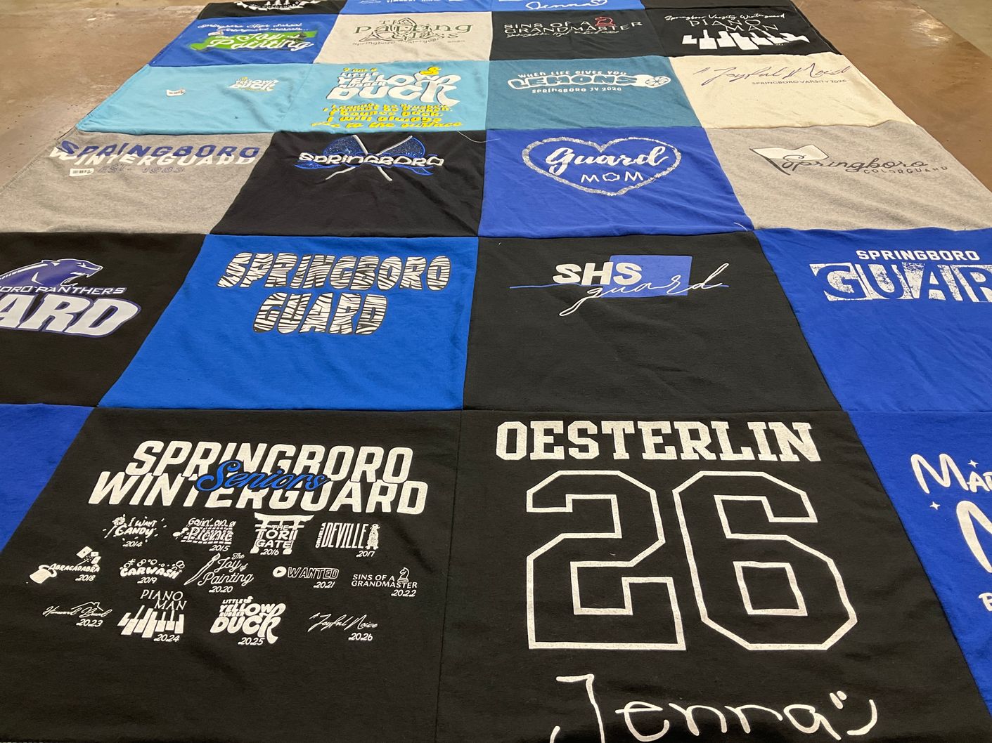 T-shirt quilt featuring springboro winter guard by Bev from OH