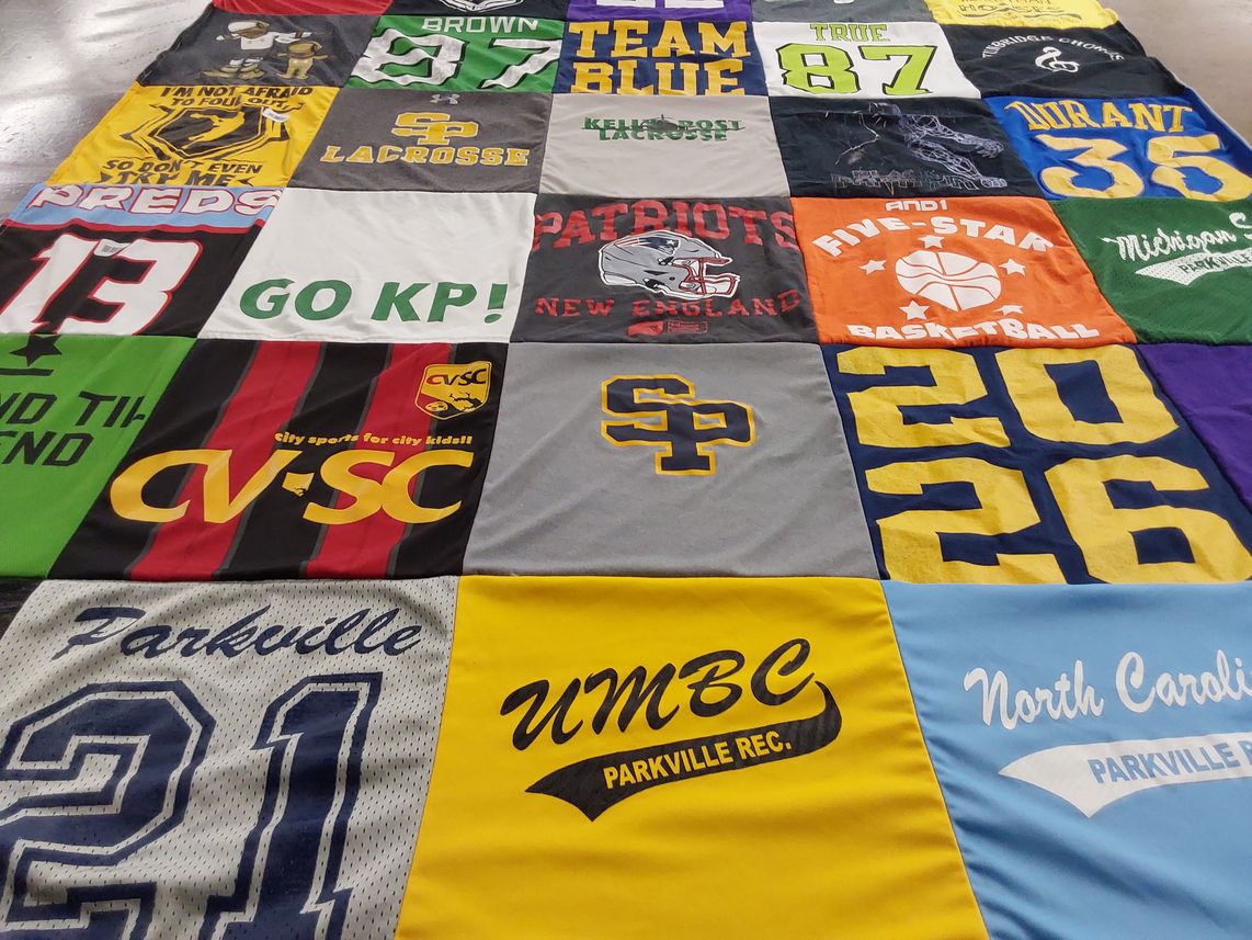 T-shirt quilt featuring new england patriots by Jo Vern from MD