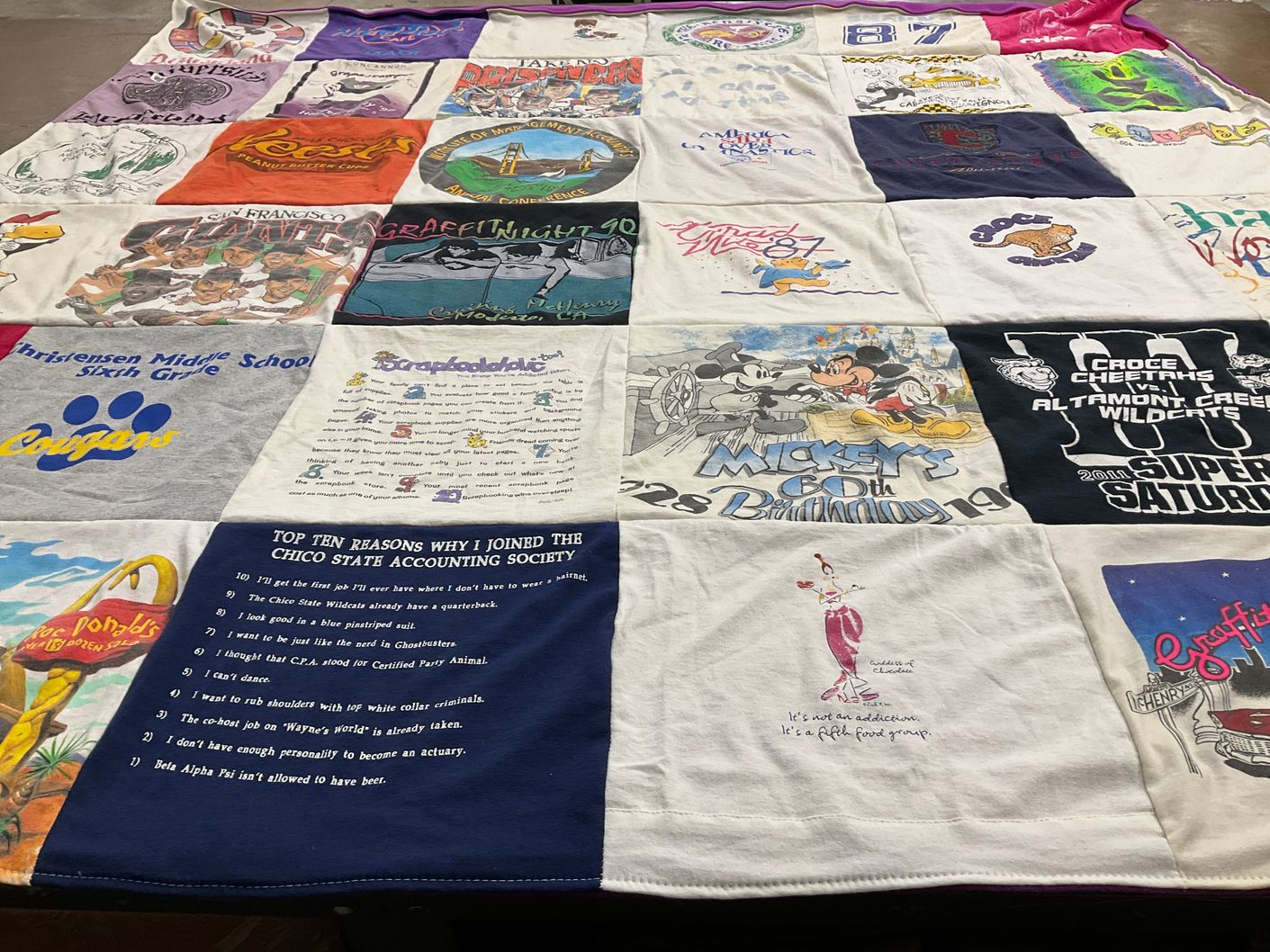 T-shirt quilt featuring altamont creek wildcats, croce cheetahs by Andrew from CA