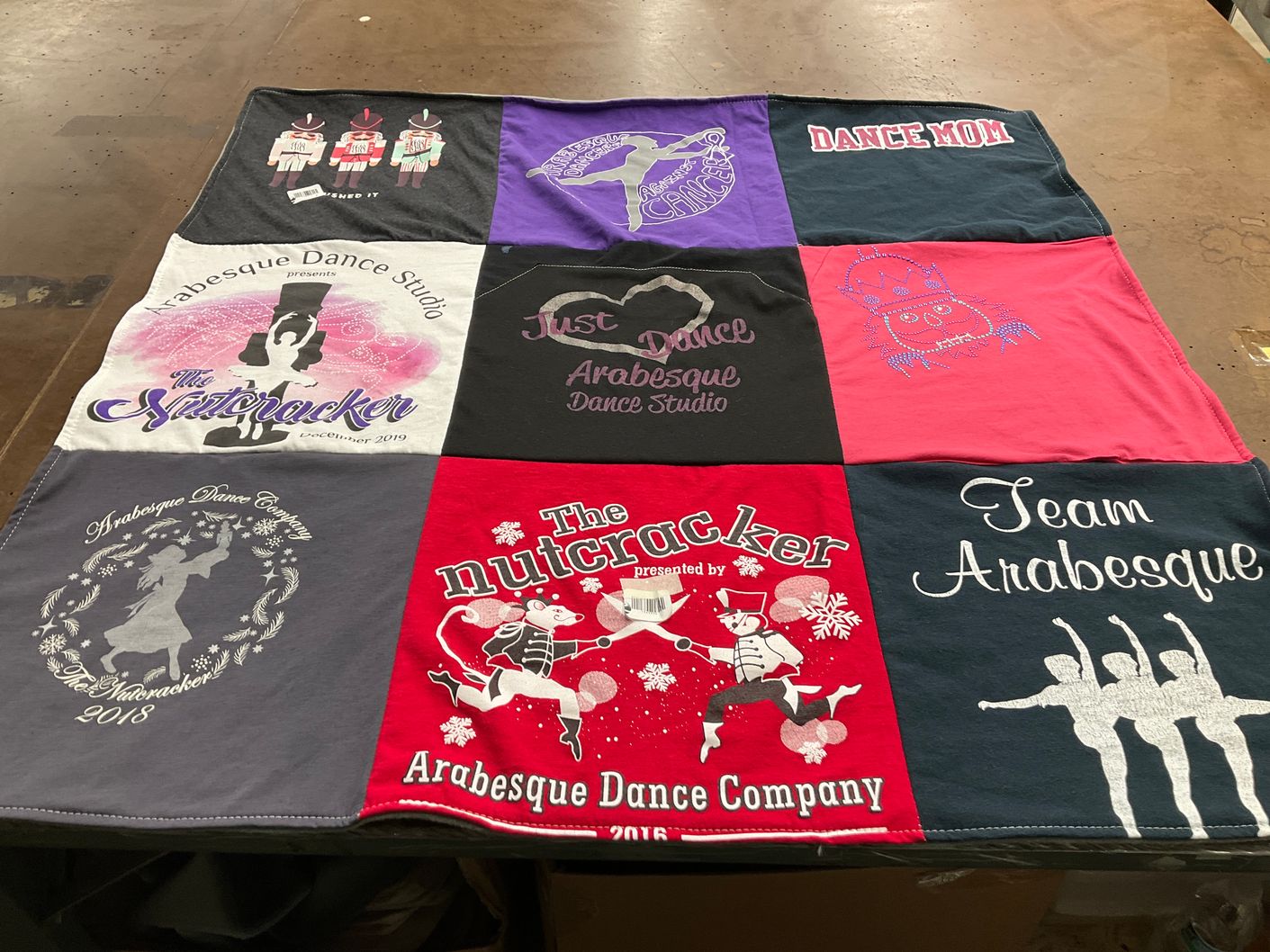 T-shirt quilt with dance, ballet themes by Cindy from FL