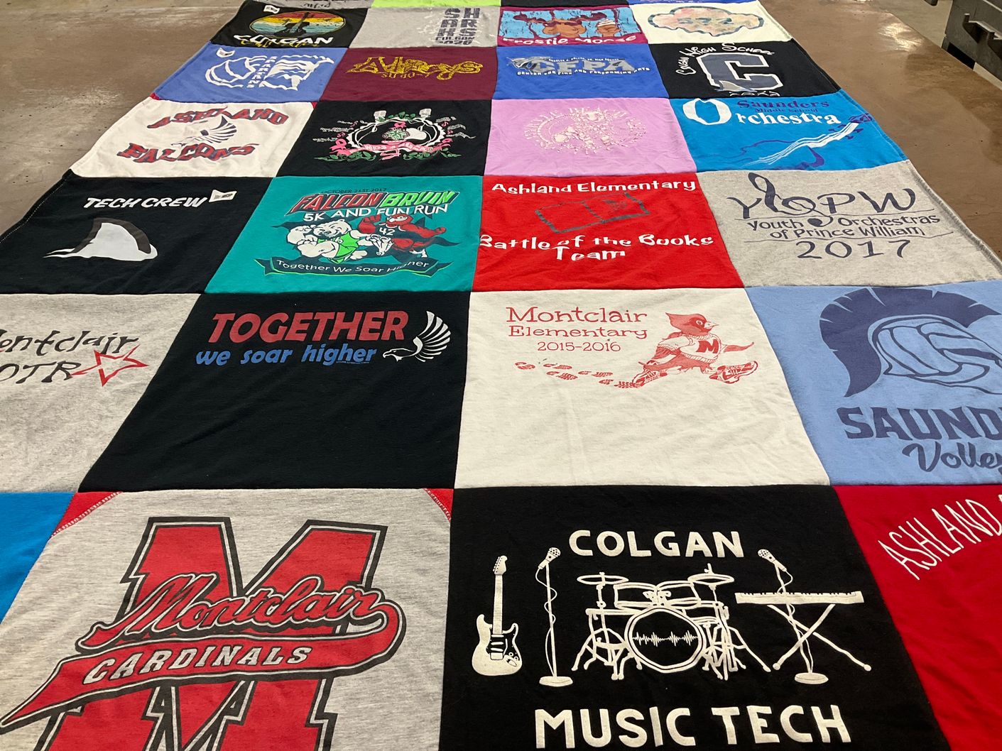 T-shirt quilt featuring montclair cardinals, saunders volleyball team by Amy from VA