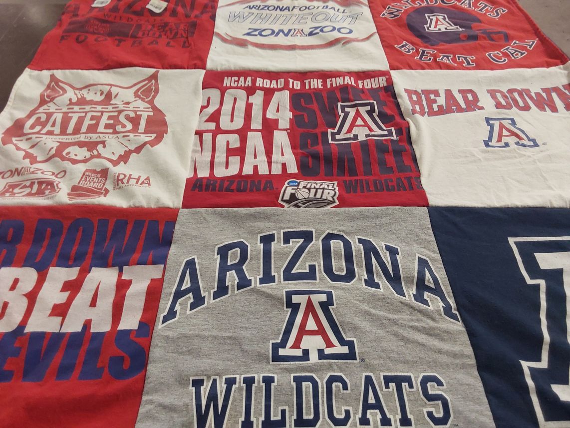 T-shirt quilt featuring arizona wildcats by Melissa from NJ
