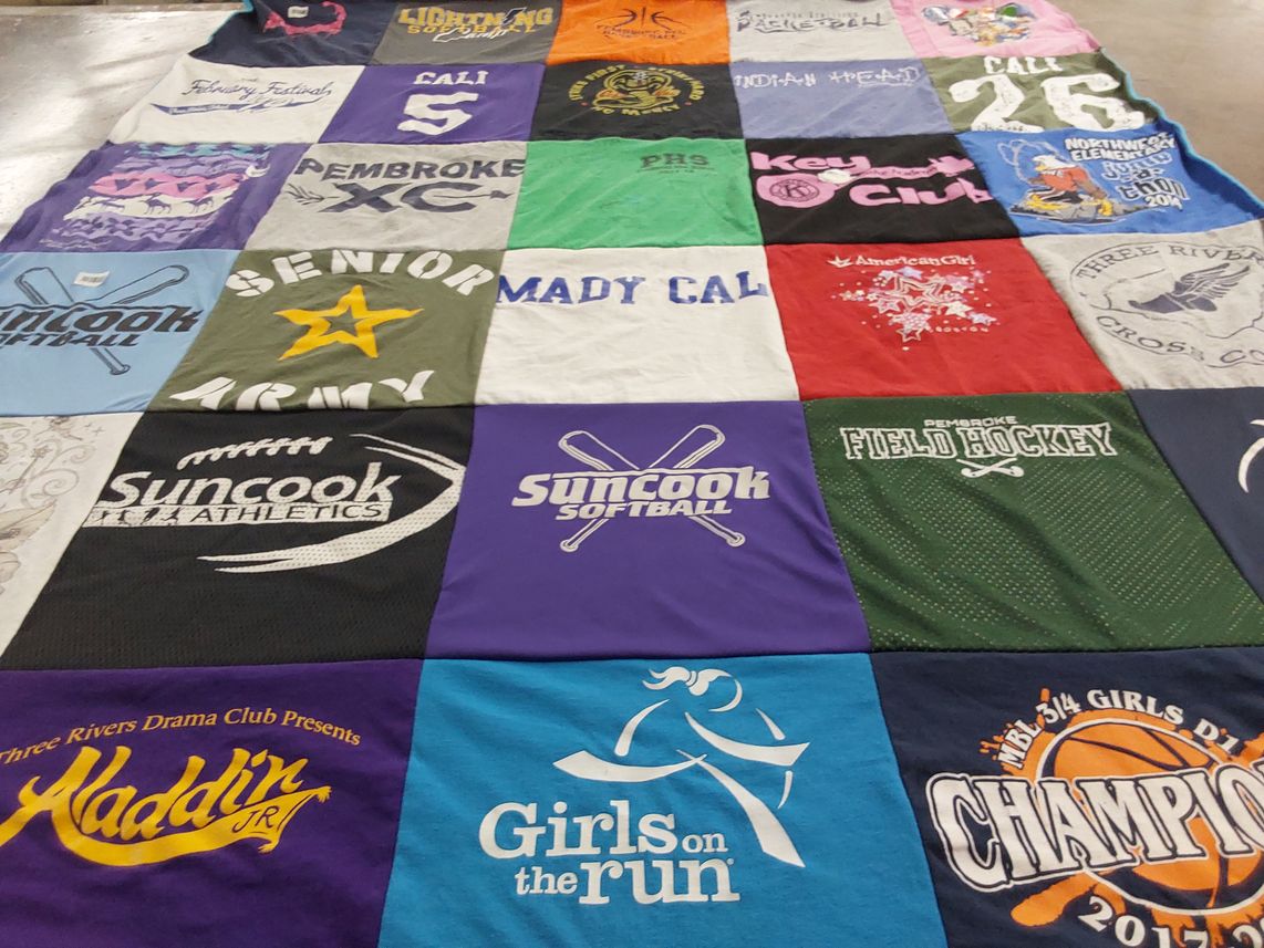 T-shirt quilt featuring pembroke field hockey, suncook softball by Kristi from NH