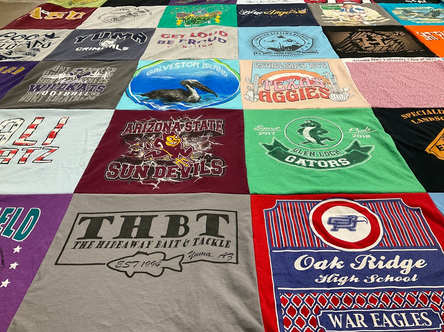T-shirt quilt featuring glen lock gators by Hannah from AZ