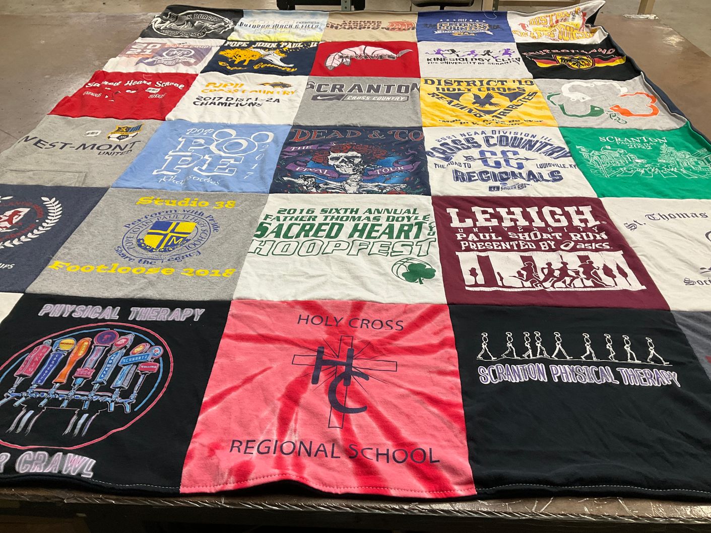 T-shirt quilt from lehigh university, pope john paul ii high school by Theresa from PA