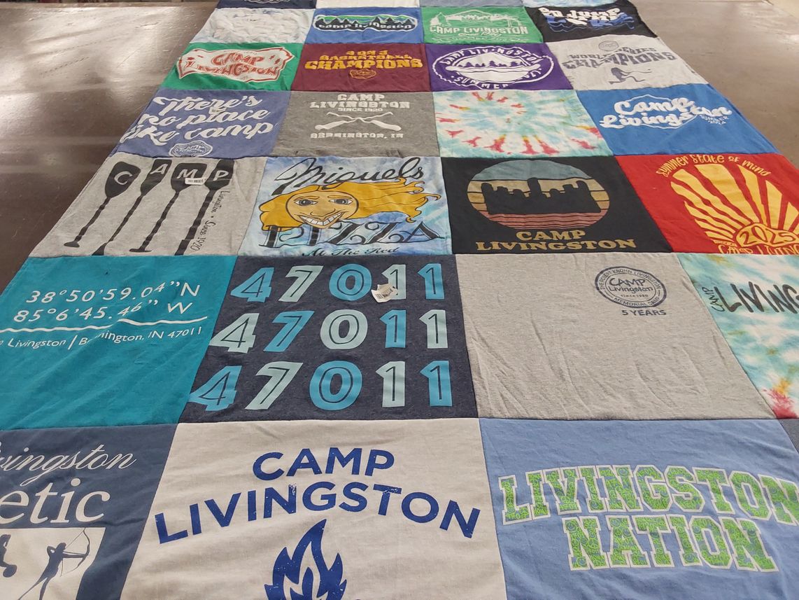 T-shirt quilt with camping, outdoors themes by Alison from OH