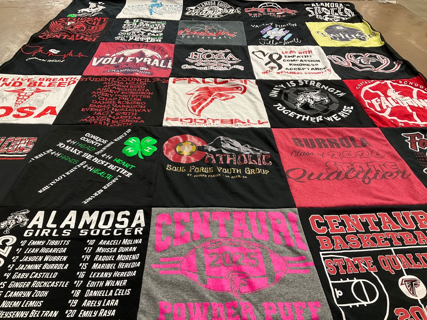 T-shirt quilt featuring alamosa girls soccer, centaur basketball by amber from CO
