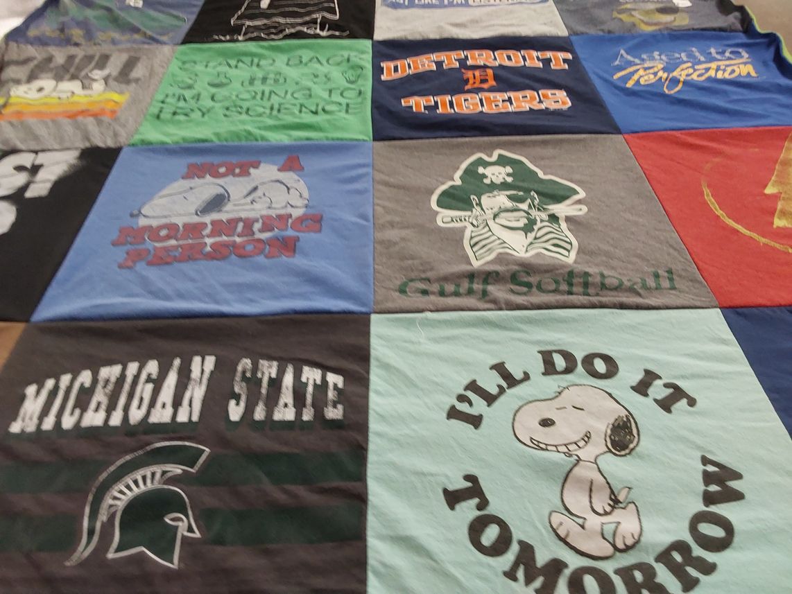 T-shirt quilt featuring detroit tigers by Priscilla from FL