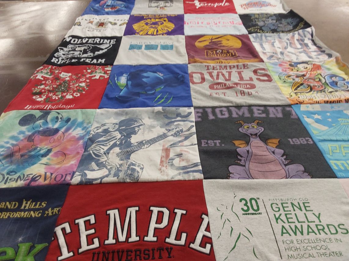 T-shirt quilt from temple university by Camille from PA