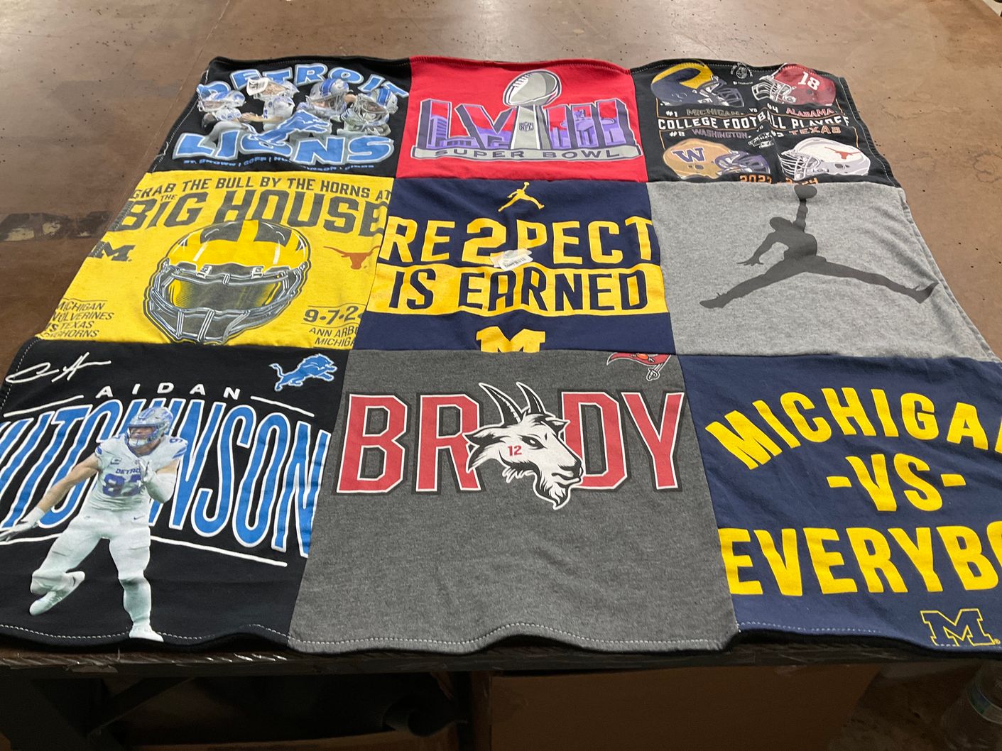 T-shirt quilt featuring detroit lions by Michelle from MI