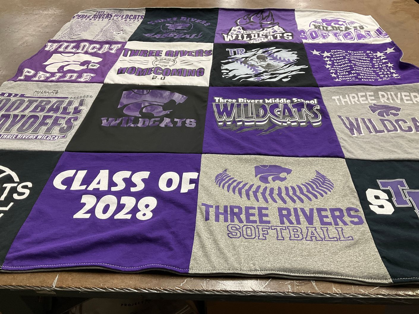 T-shirt quilt featuring three rivers wildcats by Curt from MI