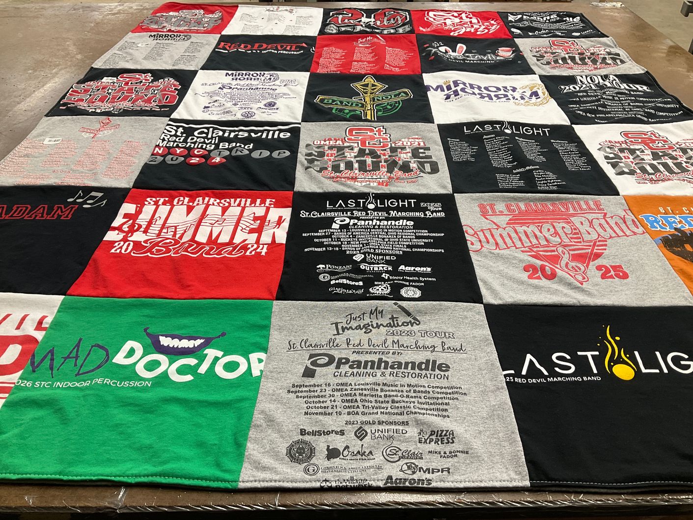 T-shirt quilt featuring st clairsville red devil marching band by Sarah from KY
