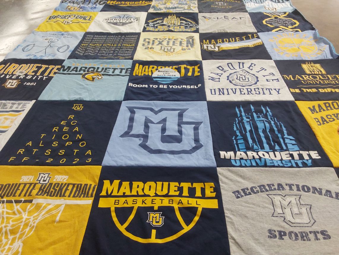 T-shirt quilt featuring marquette basketball by Sharon from KS