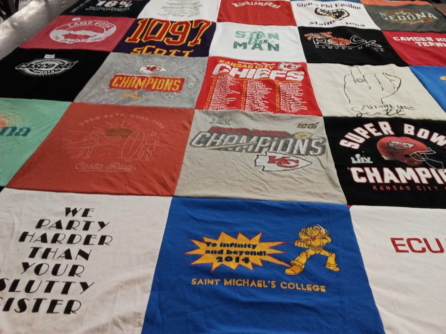T-shirt quilt featuring kansas city chiefs by Sarah from ME