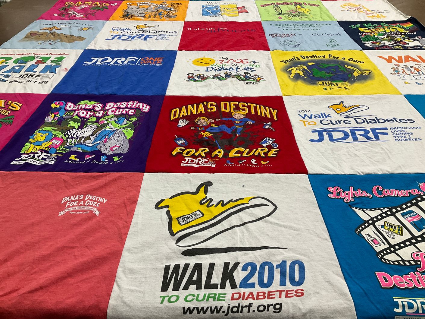 T-shirt quilt with diabetes, fundraising themes by Cindy from NC