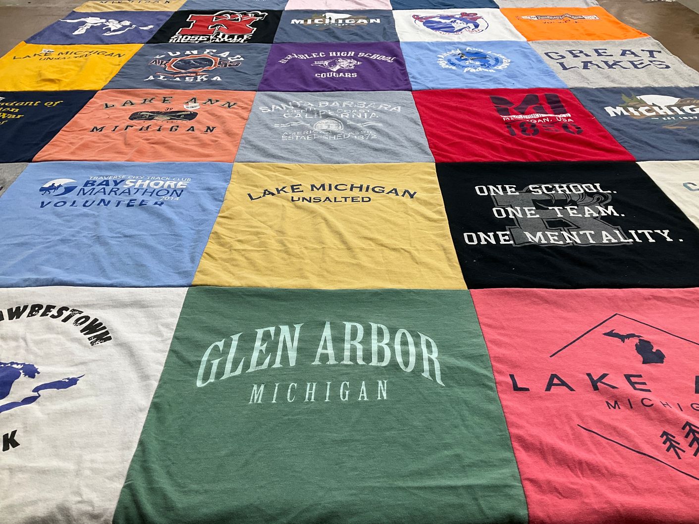 T-shirt quilt from lake ann high school, glen arbor high school by Kelly from MI